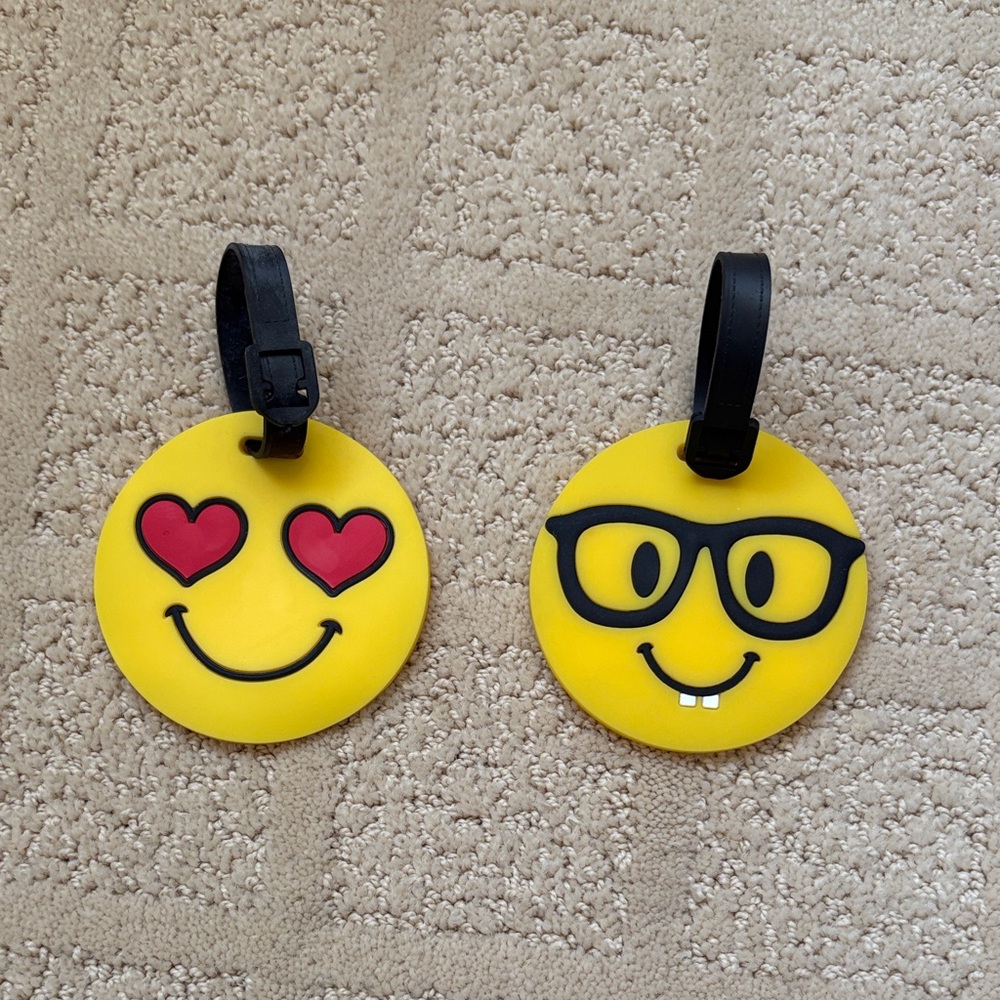 Emoji Face,  Bag, Backpack or Luggage Tags (2) - New